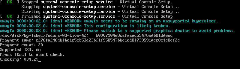 A photo of a running integrity check
